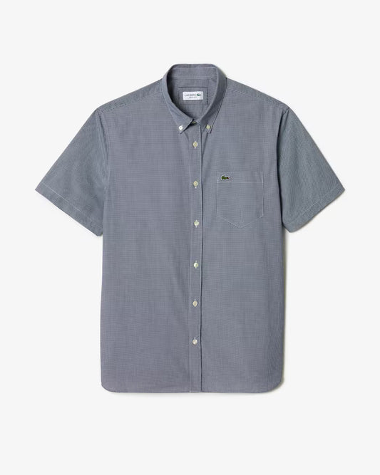 Lacoste Men's Short Sleeve Regular Fit Gingham Shirt