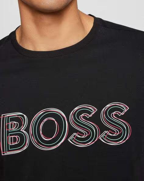 Hugo Boss Crew-Neck Cotton T-shirt with Logo Artwork