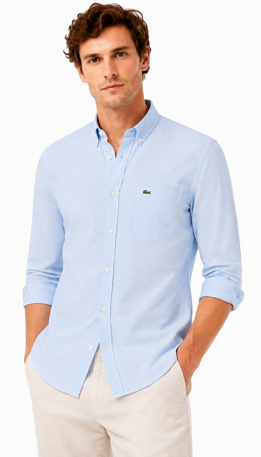 Lacoste Men's Regular Fit Gingham Poplin Shirt