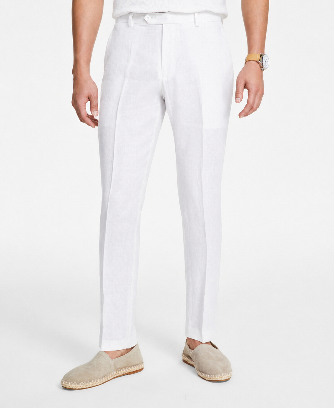 Tommy Hilfiger Men's White Modern Fit 100% Linen Dress Pants – 40x30
