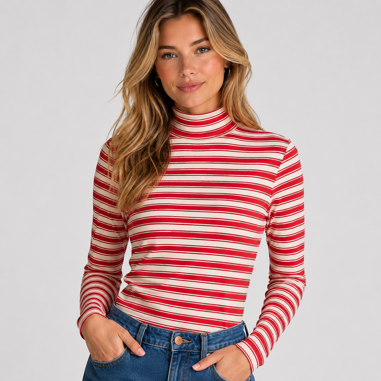 PINK Victoria's Secret Red Pepper Stripe Ribbed Long Sleeve T-Shirt