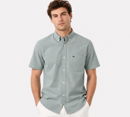 Lacoste Men's Short Sleeve Regular Fit Gingham Shirt