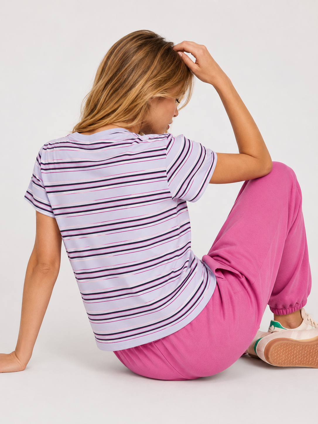 PINK Victoria’s Secret Striped Tee Relaxed Fit Top