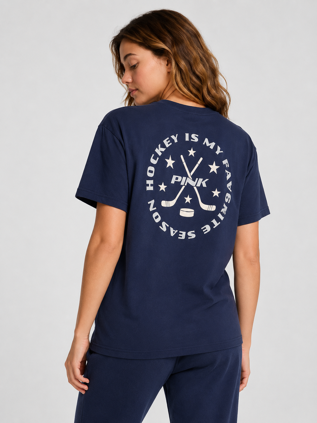 PINK Victoria’s Secret Campus Cotton Tee Navy Relaxed Fit T-Shirt