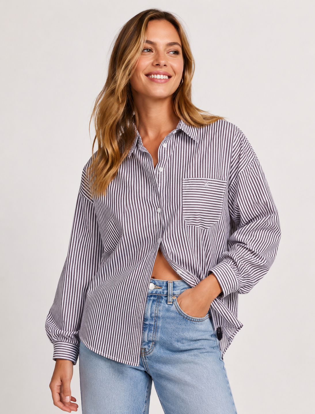 PINK Victoria's Secret Downtown Stripe Oversized Shirt