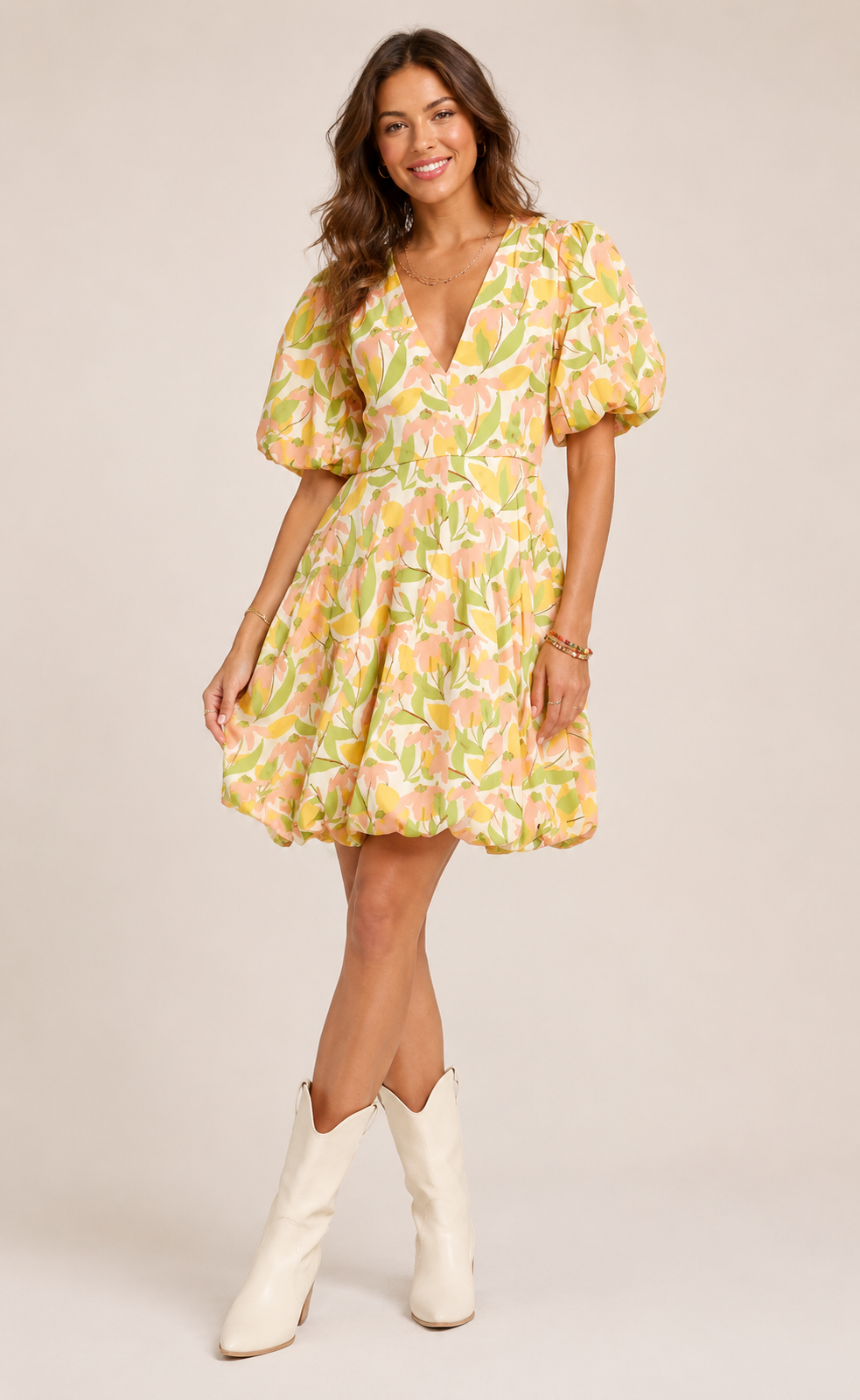 ADORA Puff Sleeve Floral Dress