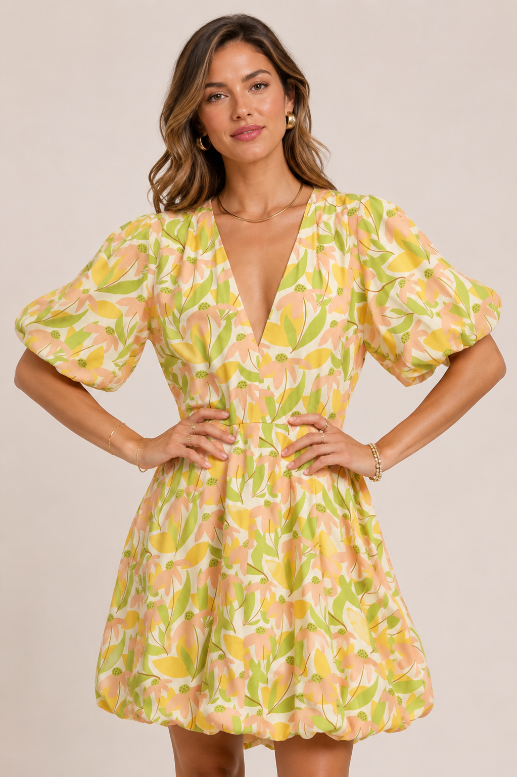 ADORA Puff Sleeve Floral Dress