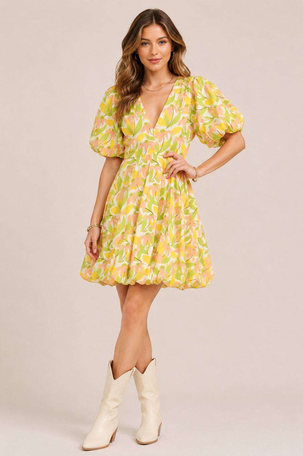 ADORA Puff Sleeve Floral Dress
