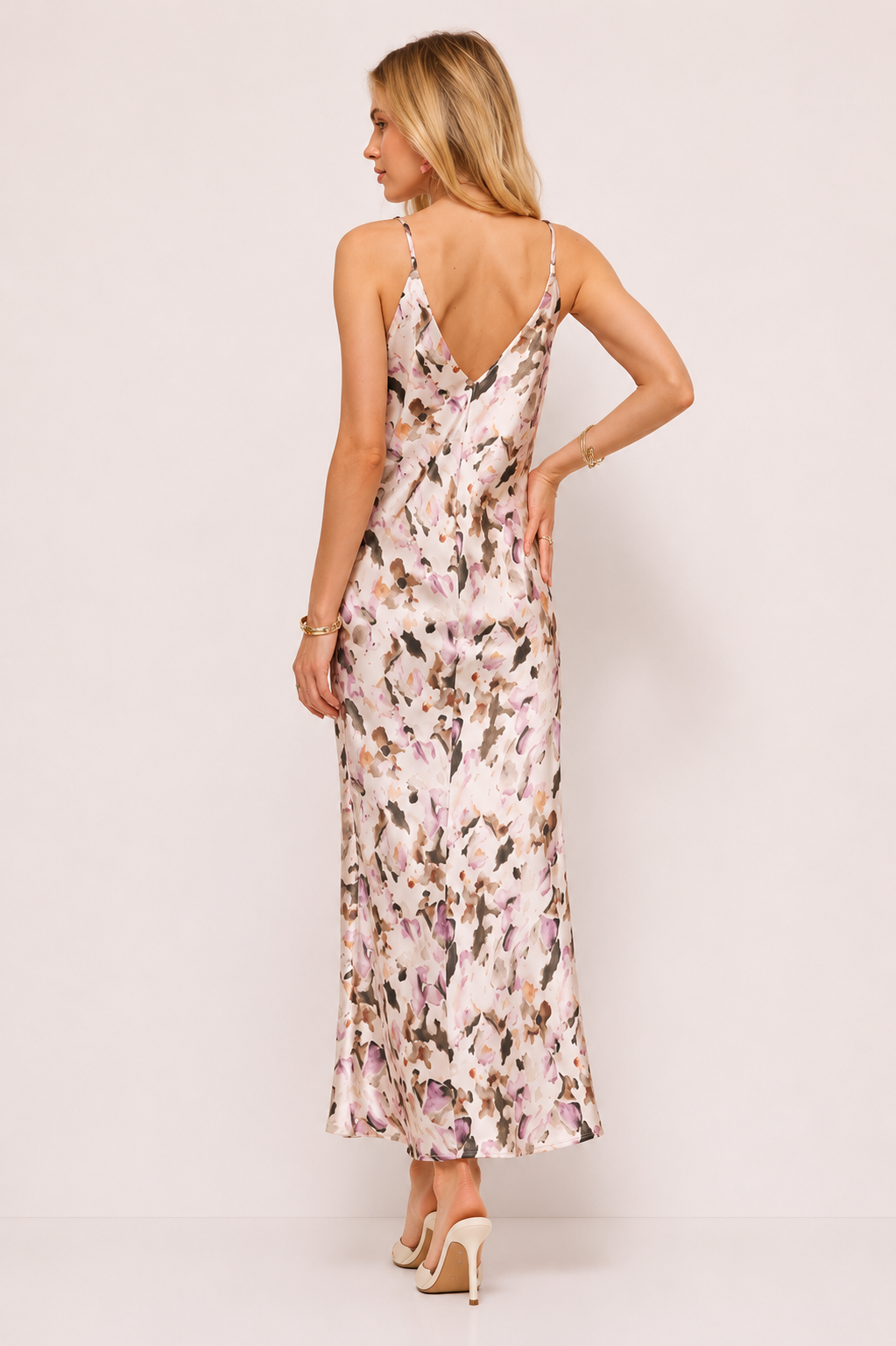 ADORA Watercolor V-Neck Midi Cami Dress
