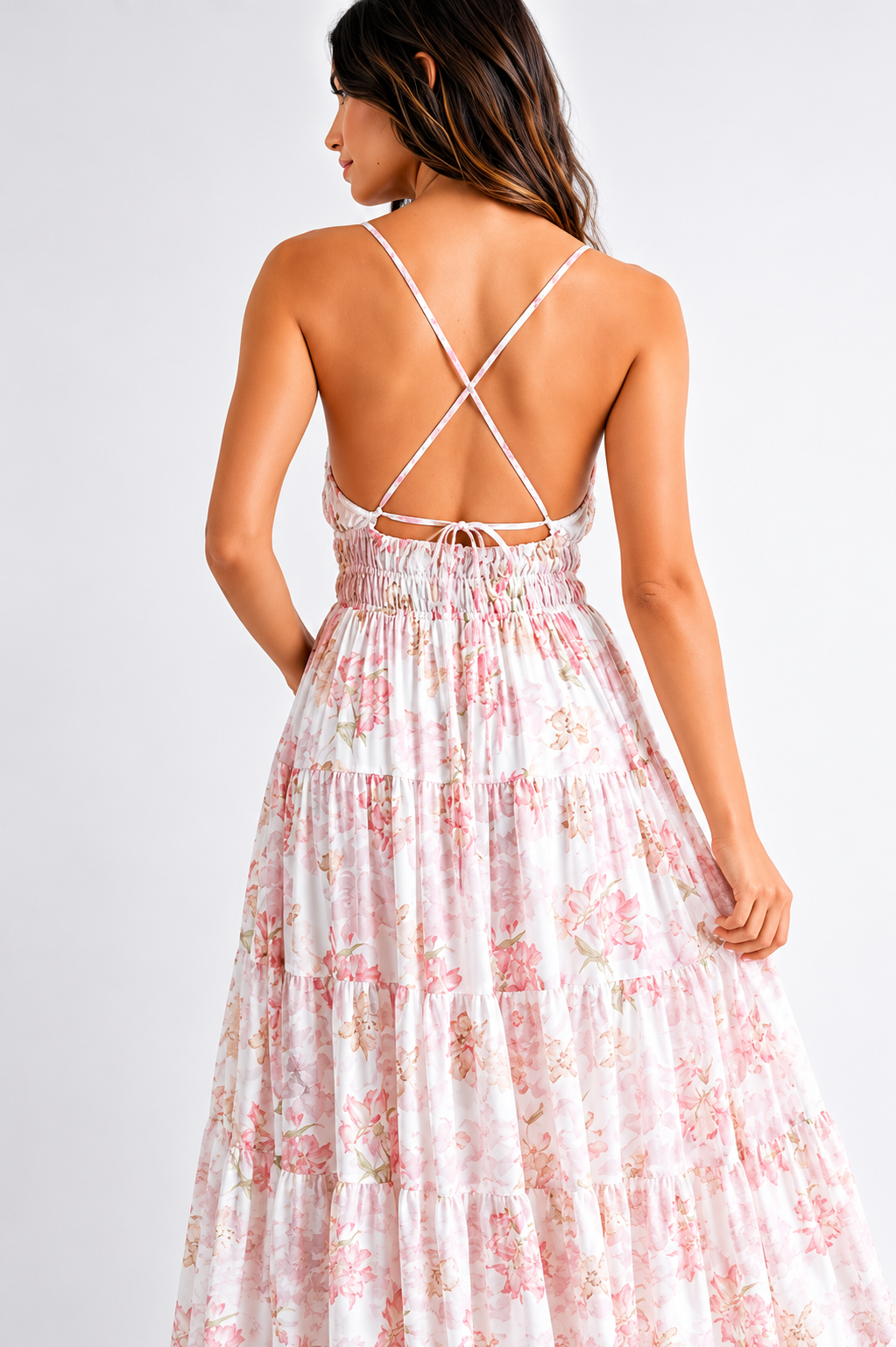 MABLE Floral Print Tiered Cami Maxi Dress