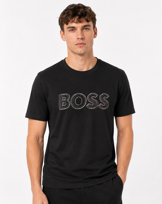 Hugo Boss Crew-Neck Cotton T-shirt with Logo Artwork