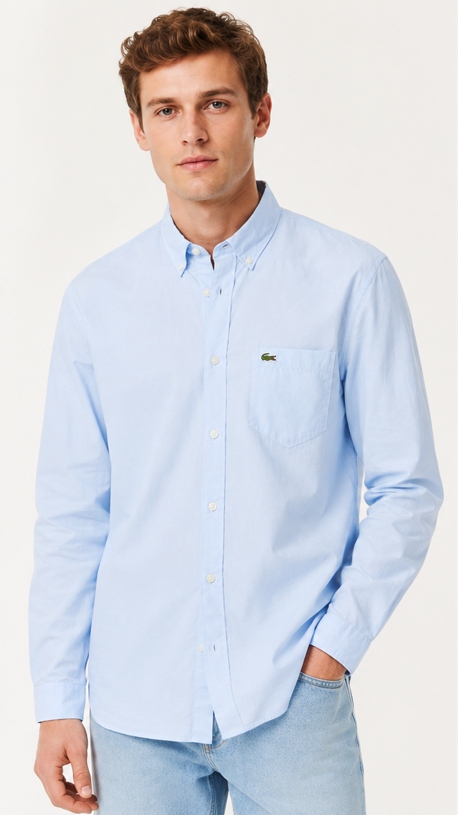 Lacoste Men's Regular Fit Gingham Poplin Shirt