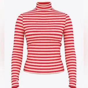 PINK Victoria's Secret Red Pepper Stripe Ribbed Long Sleeve T-Shirt